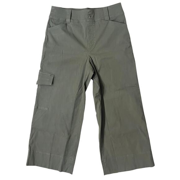 SPANX Stretch Twill Cropped Cargo Trouser Pant Spanish Olive Green Plus Size 1X - Picture 1 of 9